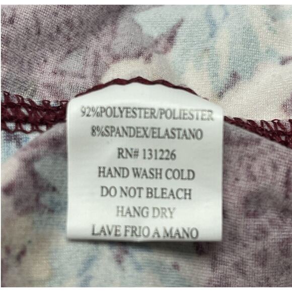 New Mix Plus One Size Floral Leggings Burgundy Pink Blue Stretch Soft
 NWT - Picture 10 of 10